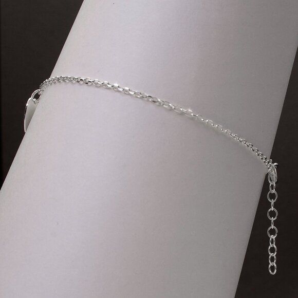 Heart Anklet Bracelet 9"+1" extender Genuine Sterling Silver Stamped 925 - Picture 6 of 7